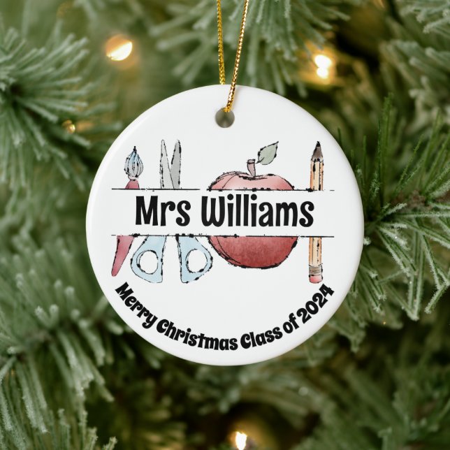 Apple Stift & Scherendesign - Geschenk für Lehrer Keramik Ornament (Baum)