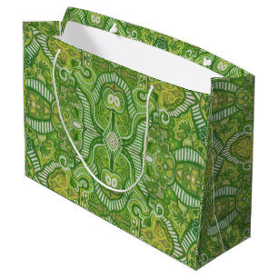 Apple Stripe Bohemisch Arabesque Muster Chartreuse Große Geschenktüte