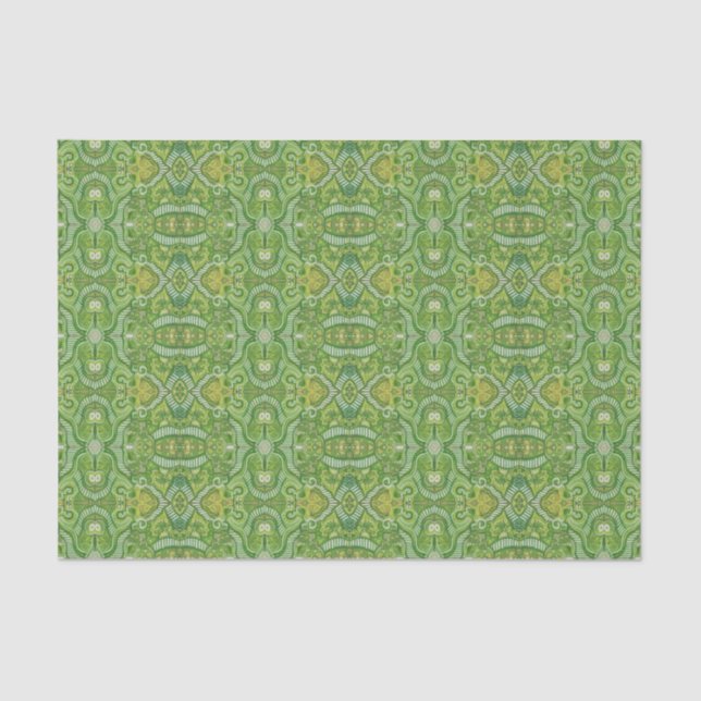 Apple Stripe Bohemisch Arabesque Muster Chartreuse Seidenpapier (Vorderseite)