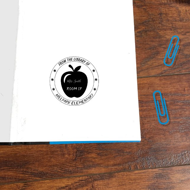 Apple Teacher Library Wood Art Briefmarke Gummistempel (Von Creator hochgeladen)
