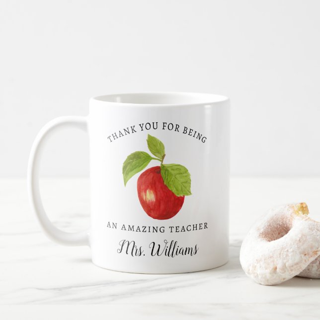 Apple Teacher Wertschätzung Name Tasse Geschenk (Mit Donut)