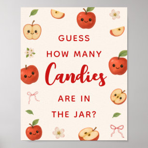 Apple Themed Baby Dusche schätzt wie viele Kanuche Poster