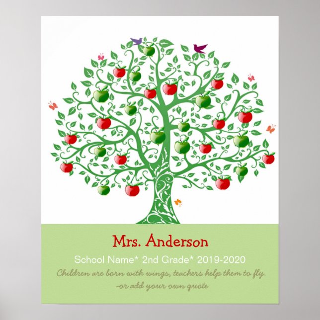 Apple Tree Custom Personalisiert Teacher Geschenk  Poster (Vorne)