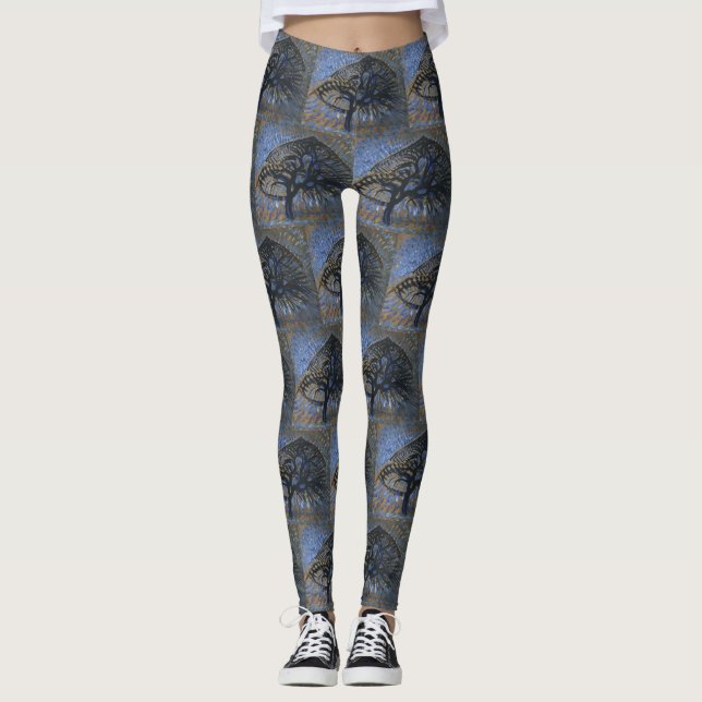 Apple Tree, Pointillist-Version von Piet Mondrian Leggings (Vorderseite)