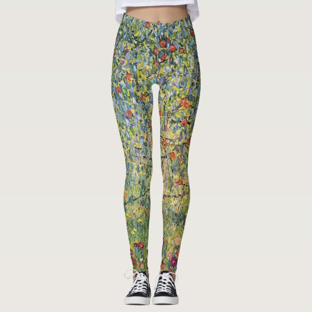 Apple Tree von Gustav Klimt, Vintager Jugendstil Leggings (Vorderseite)