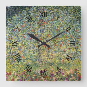 Apple Tree von Gustav Klimt, Vintager Jugendstil Quadratische Wanduhr