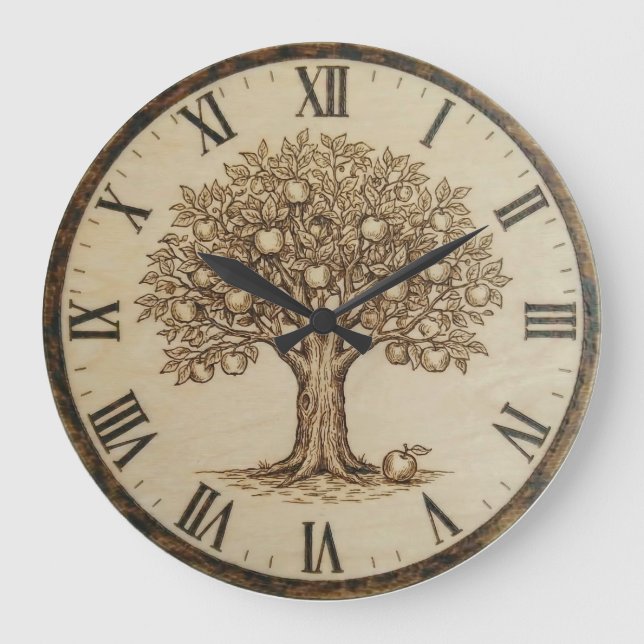 Apple Tree Wall Clock  Große Wanduhr (Vorderseite)