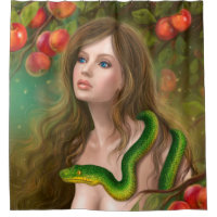 Apple Versuchung. Schöne Frau Eve und Schlange.