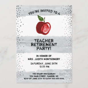 Apple Wasserfarben-Graustreifen für Lehrer Einladung