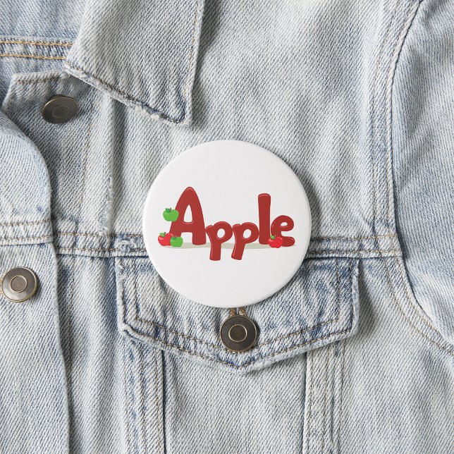 Apple Word Art mit Roten und Grünen Äpfeln Button (Von Creator hochgeladen)