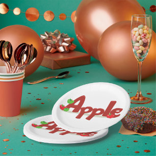 Apple Word Art mit Roten und Grünen Äpfeln Pappteller