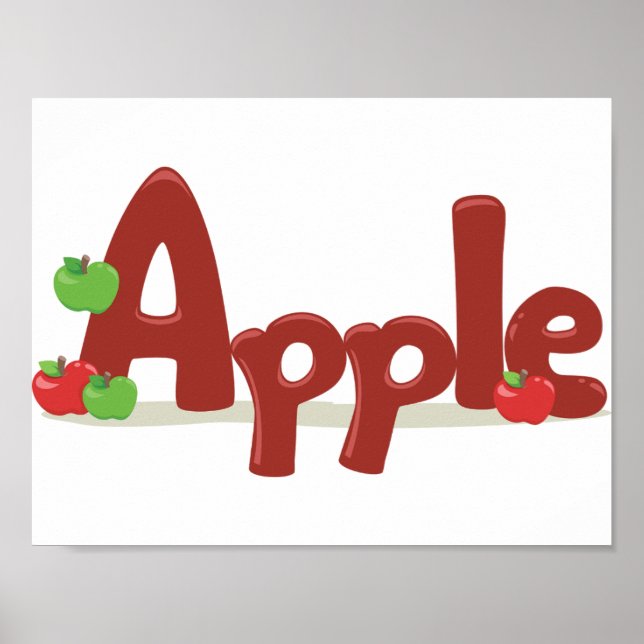 Apple Word Art mit Roten und Grünen Äpfeln Poster (Vorne)