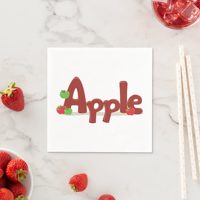 Apple Word Art mit Roten und Grünen Äpfeln Serviette (Von Creator hochgeladen)