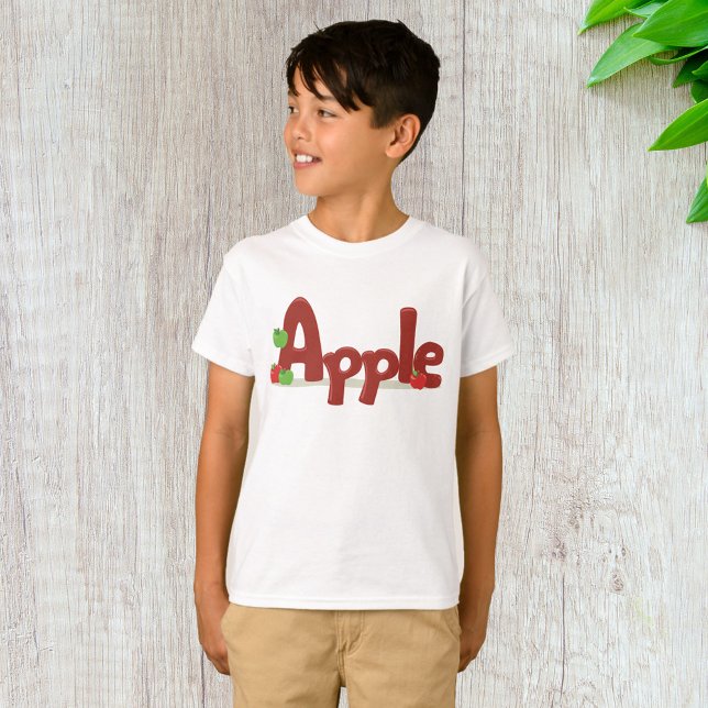 Apple Word Art mit Roten und Grünen Äpfeln T-Shirt (Von Creator hochgeladen)