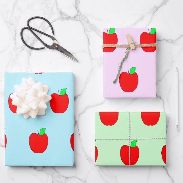 Apple Wrapping Paper für Lehrer Geschenkpapier Set (Vorderseite)