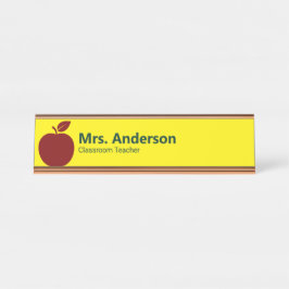Apple Yellow Teacher's Name and job Title Schreibtischnamensplakette