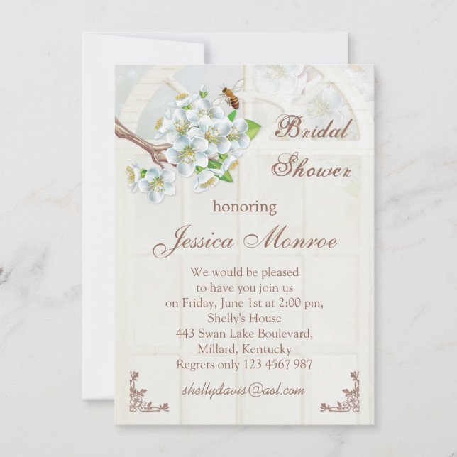 Appleblüte und -biene Brautparty Einladung (Vorderseite)