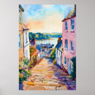 Appledore Aquarell Vintage Reiseposter Ski Poster
