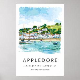 Appledore Watercolor Park Skigebiet Nationales Pla Poster