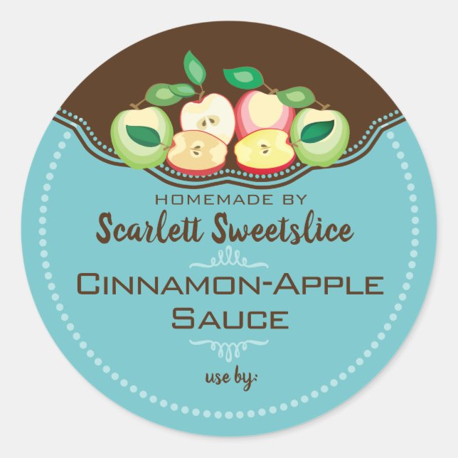 Apples applesauce pie filling fruit canning labels runder aufkleber (Vorderseite)