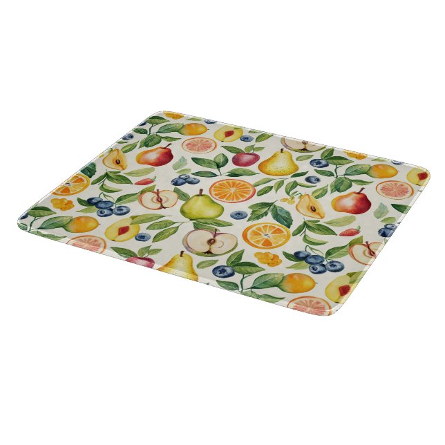 Apples Pears Blueberries Oranges Lemon Lime Fruits Schneidebrett (Ecke)