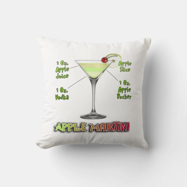 Appletini alias Apple Martini Cocktail Recia Kissen (Vorderseite)