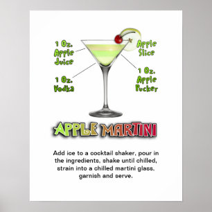 Appletini - Apple Martini Cocktail Rezept 16"x20" Poster