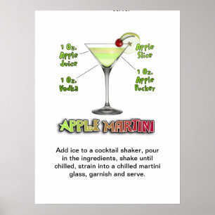 Appletini - Apple Martini Cocktail Rezept 18"x24' Poster