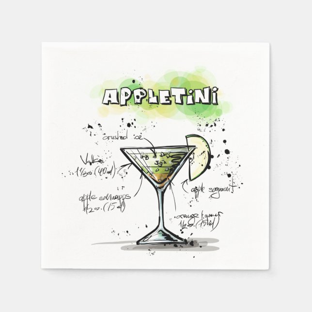 AppleTini Drink Rezept Design Serviette (Vorderseite)