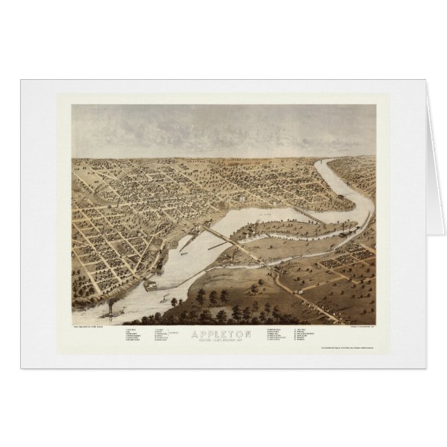 Appleton, panoramische Karte WI - 1867 (Vorderseite (Horizontal))