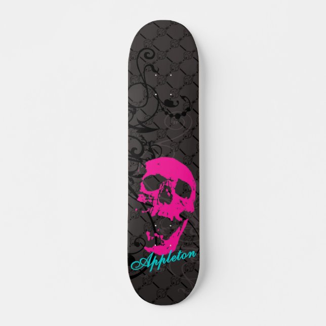 Appleton rosa Schädel Skateboard (Vorne)