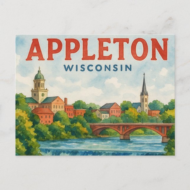 Appleton WI watercolor postcard Postkarte (Vorderseite)