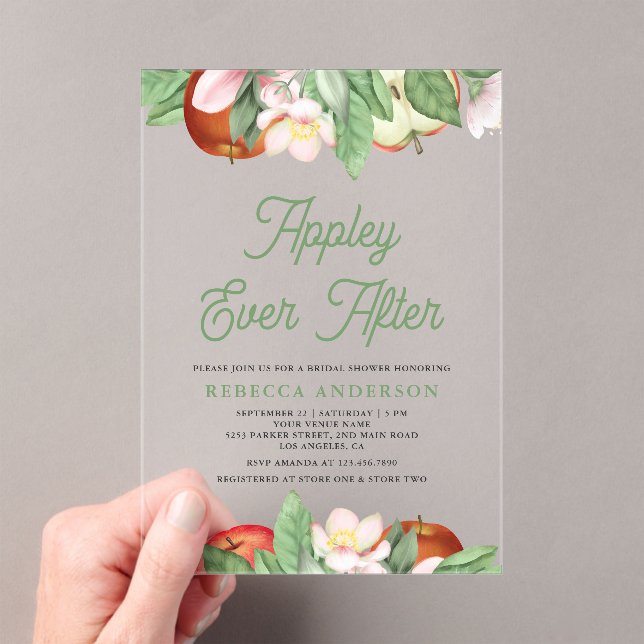 Appley Ever After Apple Bridal Shower Acryleinladungen (Insitu (Handheld))