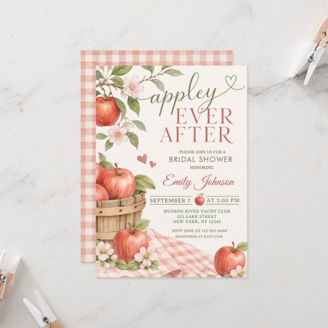 Appley EVER AFTER Brautparty Einladung (Vorderseite/Rückseite Beispiel)