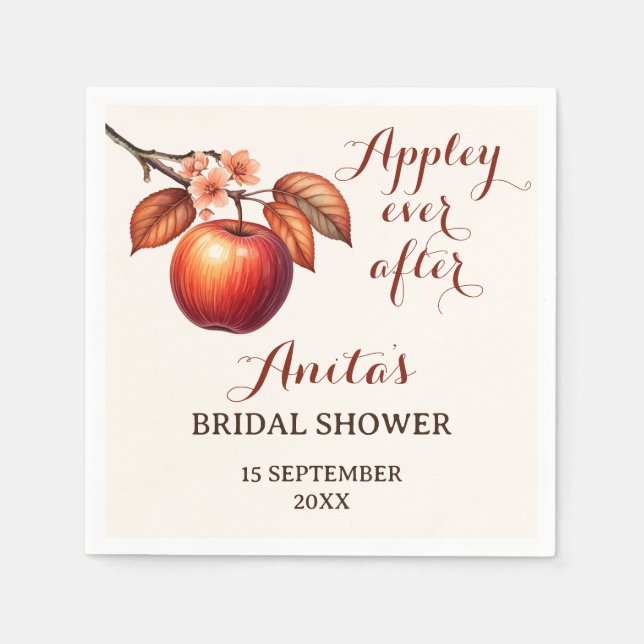 Appley Ever After Herbst-Brautparty Serviette (Vorderseite)