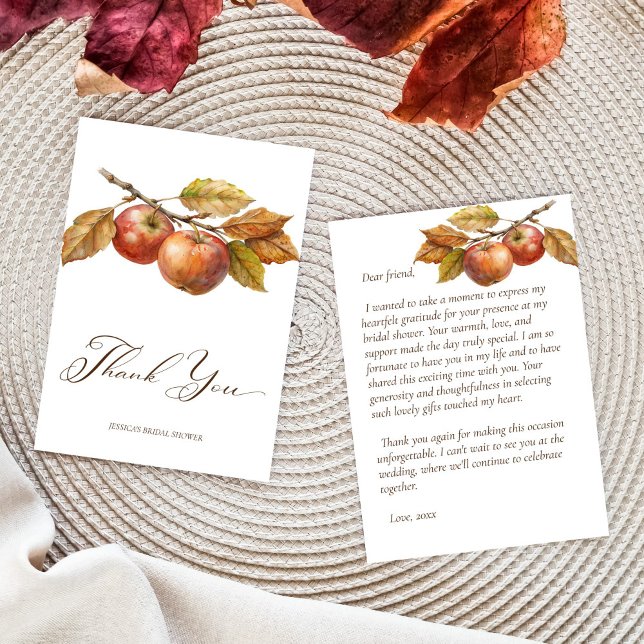 Appley immer nach Apfelfall Brautparty Dankeskarte (Appley ever after apple fall boho bridal shower simple elegant thank you cards)