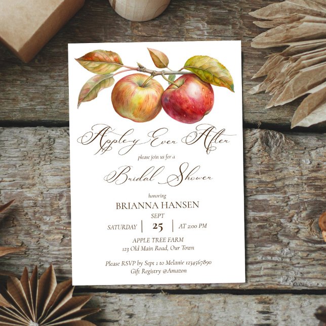 Appley immer nach Apfelfall Brautparty Einladung (Appley ever after apple fall elegant bridal shower invitation editable template instant download )