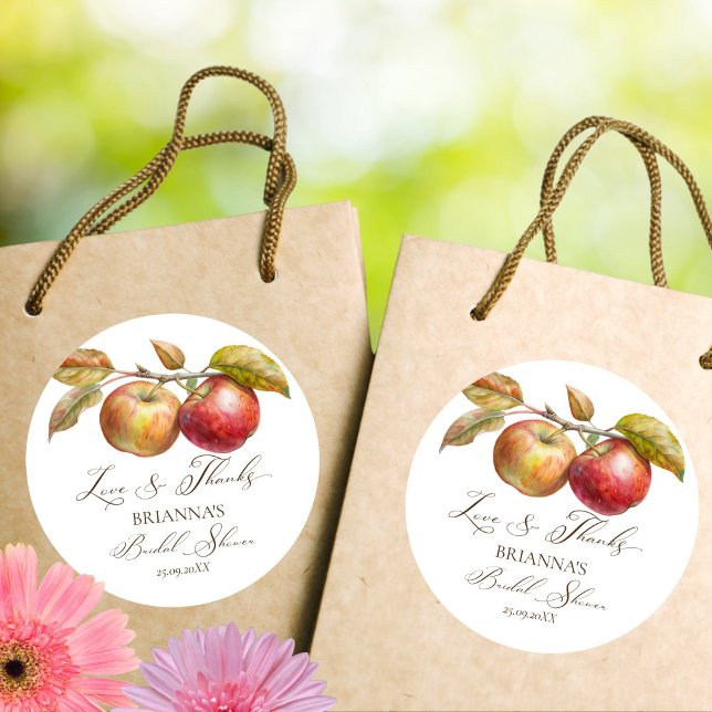 Appley immer nach Apfelfall Brautparty Gunst Runder Aufkleber (Appley ever after apple fall bridal shower thank you favor stickers fall bridal shower favors)