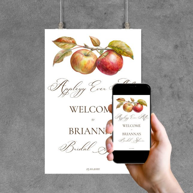 Appley immer nach Apfelfall Brautparty willkommen Poster (Appley ever after apple fall bridal shower welcome sign poster editable template instant download)