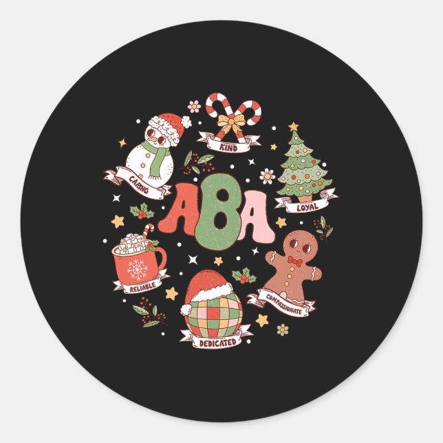 Applied Behaviour Analyst Lehrer Xmas Schule Psych Runder Aufkleber (Vorderseite)