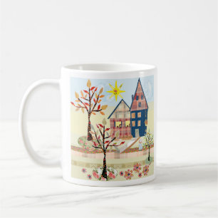 Applikation, Häuser, Dorf Kaffeetasse