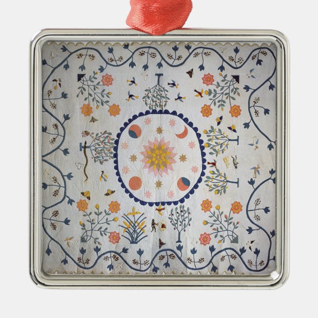 Applique Steppdecke mit Sun, Moon, Sterne Silbernes Ornament (Vorne)