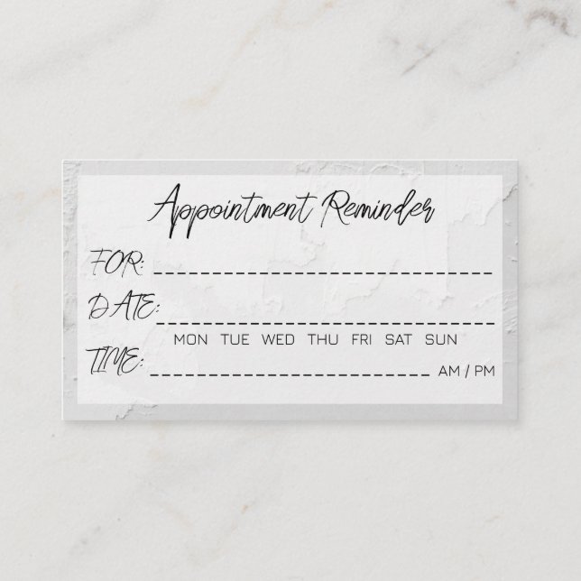 Appointment Reminder Abstract White Color Texture Visitenkarte (Rückseite)