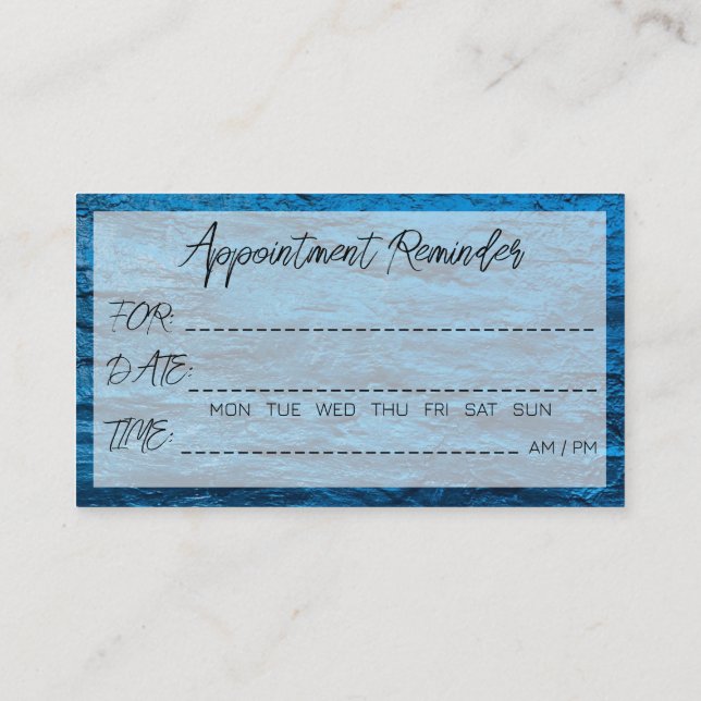 Appointment Reminder Blue Abstract Water Waves Visitenkarte (Rückseite)
