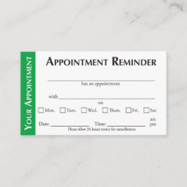 Appointment Reminder Cards - Green Telefonnummerkarte
