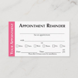 Appointment Reminder Cards - Pink Telefonnummerkarte