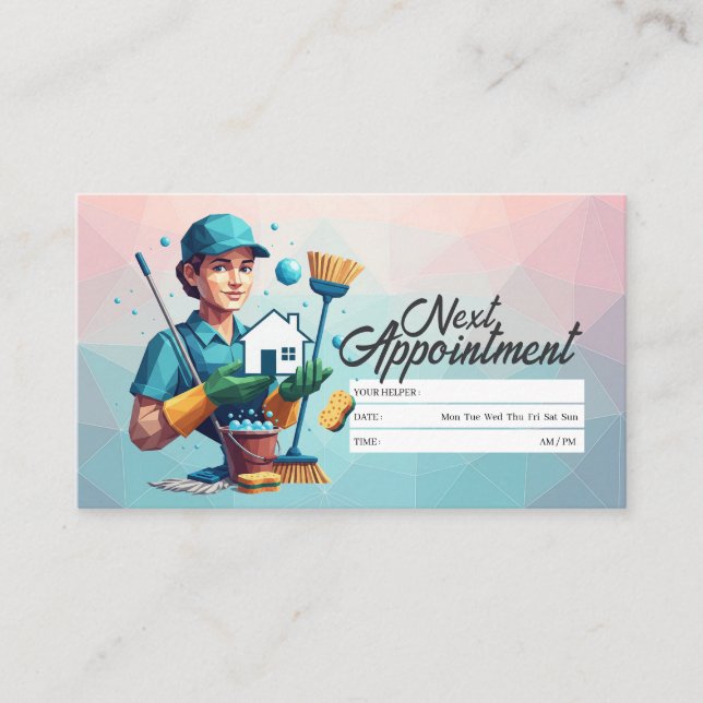 Appointment Reminder House Cleaning Housekeeping Visitenkarte (Vorderseite)