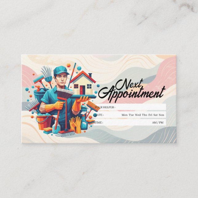 Appointment Reminder House Cleaning Housekeeping Visitenkarte (Vorderseite)