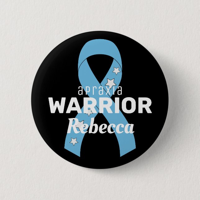 Apraxia Warrior Ribbon Black Button (Vorderseite)