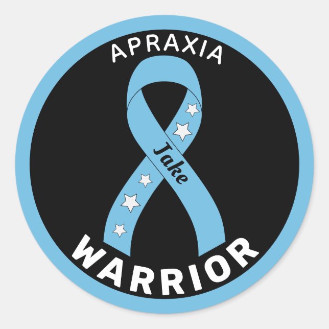 Apraxia Warrior Ribbon Black Round Sticker (Vorderseite)